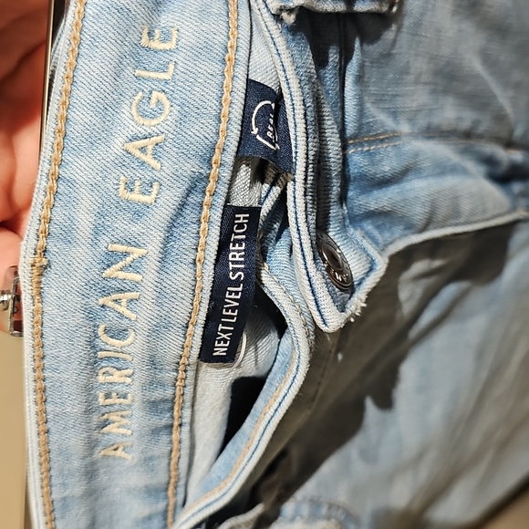 American Eagle Outfitters Super High Rise Flare Jeans Light Wash Size 10 Short - Picture 2 of 5